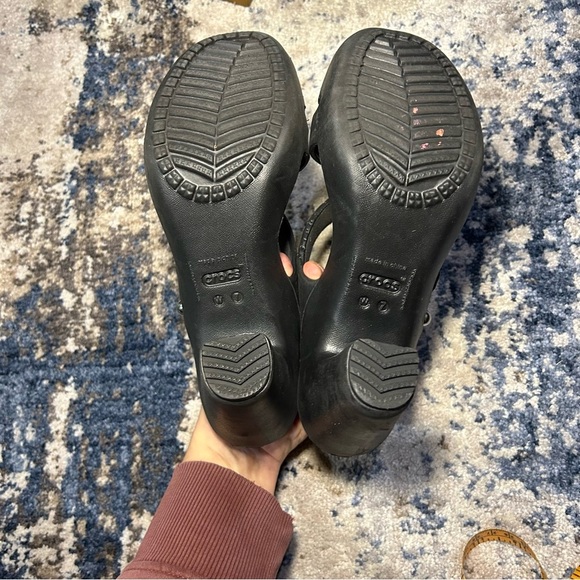 Crocs Black Cyprus IV Open Toe Heels Size 7 - Picture 9 of 12